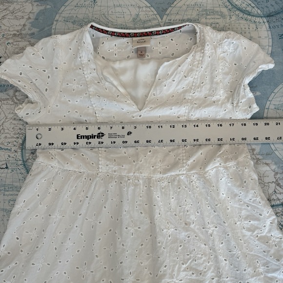 Knox Rose White Eyelet Tiered Mini Dress Women Short Sleeves Lined M Cottagecore - Picture 5 of 16